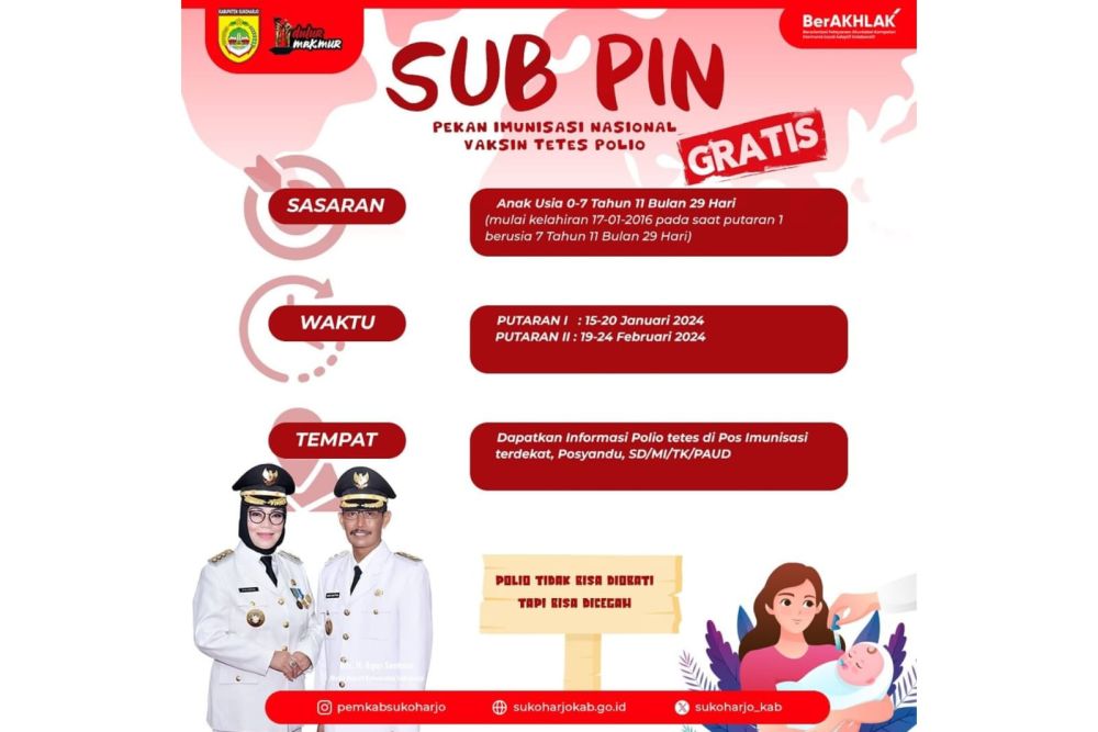 Jangan Lewatkan! Sub PIN Polio Sukoharjo 2024, Lindungi Generasi Muda dari Virus Polio